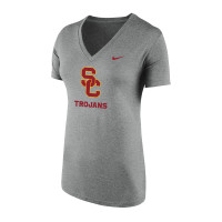 USC Trojans Women's Nike Heather Gray SC Interlock BCS Womens Legend V-Neck T-Shirt
